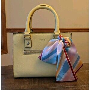EUC ALDO Pastel Yellow Crossbody Shoulder Hand Bag Scarf Preppy Whimsycore Twee